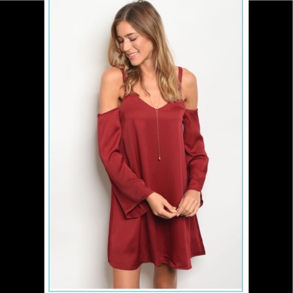 **3 for $15** NEW Boutique Cold Shoulder Mini Dress - Picture 2 of 6